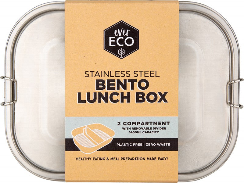 EVER ECO Stainless Steel Bento Lunch Box  2 Compartment With Removable Divider 1400ml