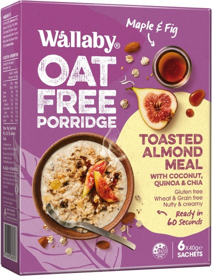 Wallaby Oat Free Porridge Maple & Fig G/F 6x40g Sachets