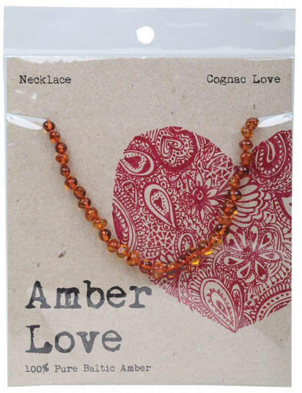 AMBER LOVE Children's Necklace  100% Baltic Amber - Cognac Love 33cm