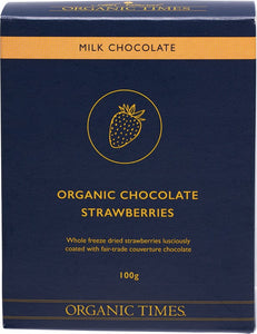 ORGANIC TIMES Milk Chocolate  Strawberries 100g