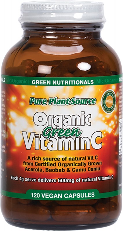 GREEN NUTRITIONALS Organic Green Vitamin C  Vegan Capsules (600mg) 120