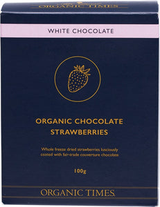 ORGANIC TIMES White Chocolate  Strawberries 100g