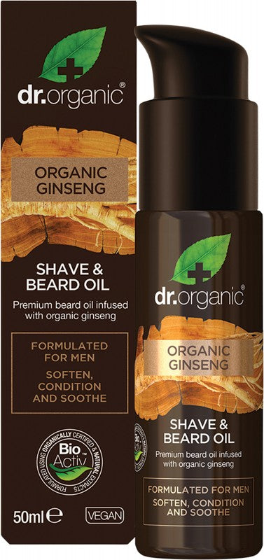 DR ORGANIC Men's Shave & Beard Oil  Organic Ginseng 50ml
