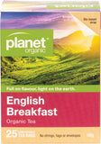 PLANET ORGANIC Herbal Tea Bags  English Breakfast 25