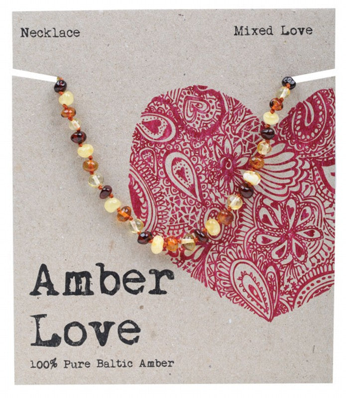 AMBER LOVE Children's Necklace  100% Baltic Amber - Mixed Love 33cm