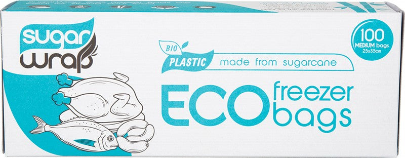SUGARWRAP Eco Freezer Bags  Made From Sugarcane - Medium 100