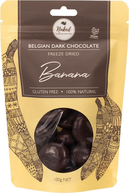 NAKED CHOCOLATE CO Freeze Dried Banana  Dark Chocolate 100g