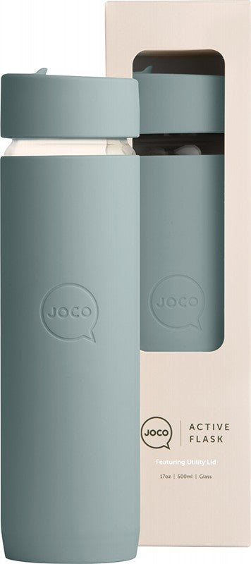 JOCO Reusable Glass Active Flask  Large 17oz - Bluestone 500ml