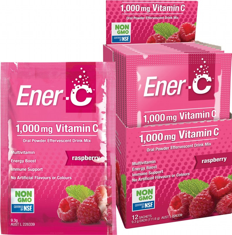 MARTIN & PLEASANCE Ener-C 1000mg Vitamin C Drink Mix  Raspberry Sachets 12