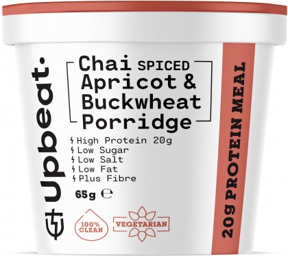 Upbeat Spiced Apricot & Buckwheat Porridge Protein Ready Meal 65g AUG20