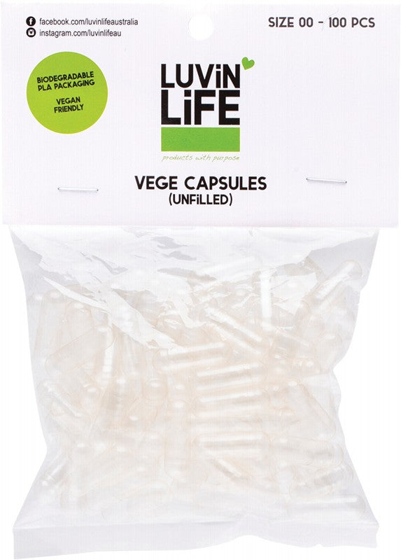 LUVIN LIFE Vege Capsules  Unfilled - Size 00 100
