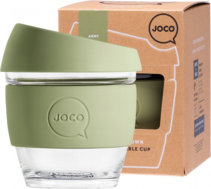 JOCO Reusable Glass Cup  Small 8oz - Army 236ml