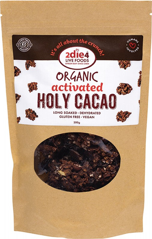 2DIE4 LIVE FOODS Organic Activated Holy Cacao  Cacao Granola Clusters 200g