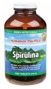 GREEN NUTRITIONALS Hawaiian Pacifica Spirulina  Tablets (500mg) 1000