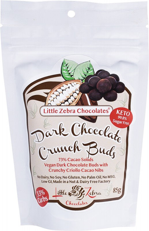 LITTLE ZEBRA CHOCOLATES Dark Chocolate Crunch Buds  Dark 85g