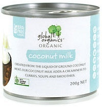 Global Organics Organic Coconut Milk G/F 200g Can