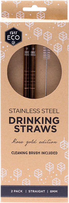 EVER ECO Stainless Steel Straws - Straight  Rose Gold 2