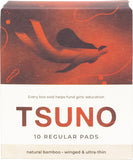 TSUNO Natural Bamboo Pads  Regular (Winged & Ultra-Thin) 10