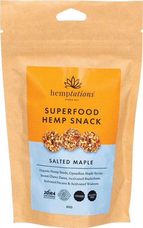 2DIE4 LIVE FOODS Hemptations - Superfood Hemp Snack  Salted Maple 80g