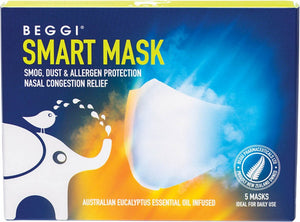 BEGGI Smart Mask  Infused With Aust. Eucalyptus Oil Box of 5