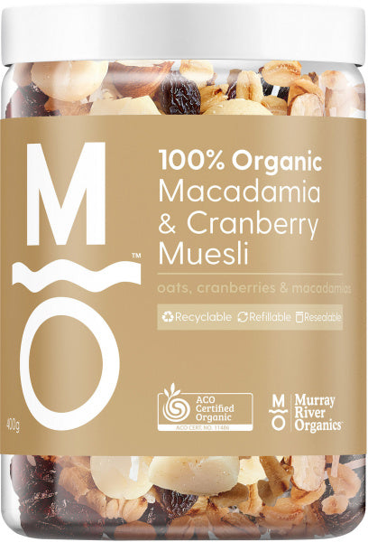 Murray River Organics Organic Macadamia & Cranberry Muesli 400g Jar