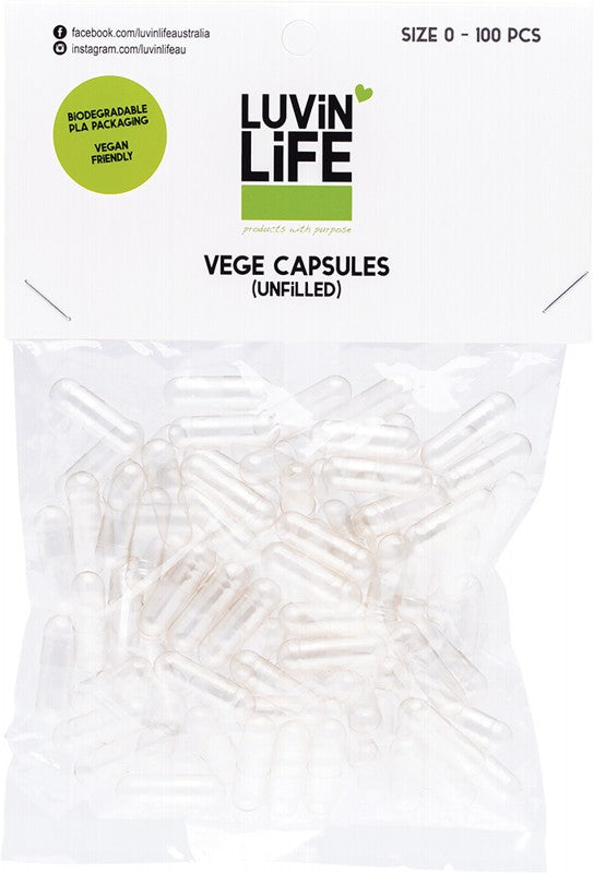 LUVIN LIFE Vege Capsules  Unfilled - Size 0 100