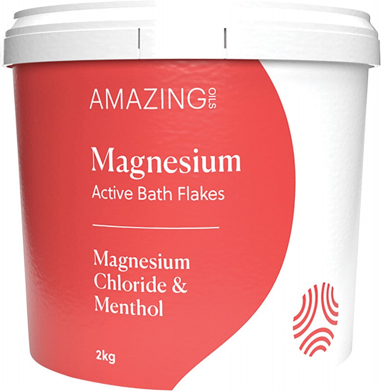 AMAZING OILS Magnesium Active Bath Flakes  Magnesium Chloride & Menthol 2kg