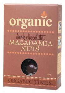 ORGANIC TIMES Dark Chocolate  Macadamia Nuts 150g