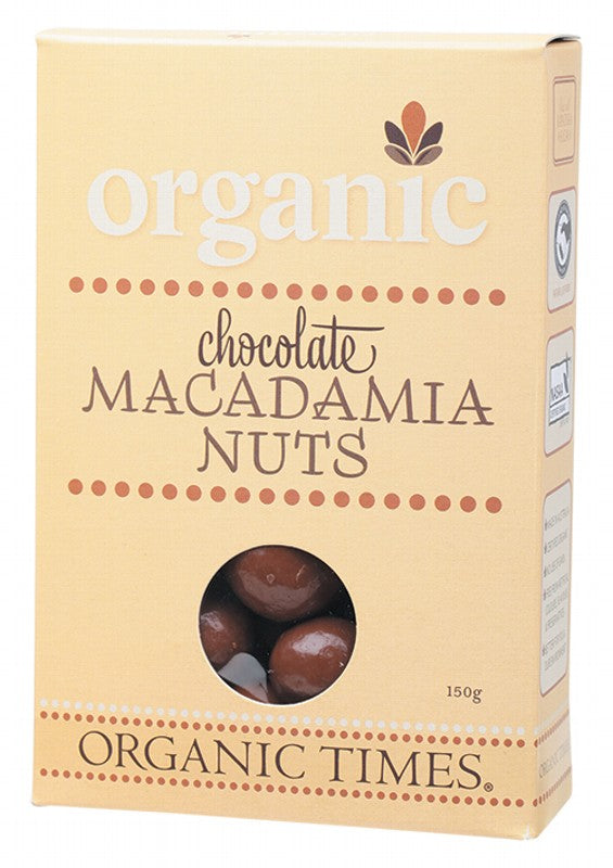 ORGANIC TIMES Milk Chocolate  Macadamia Nuts 150g