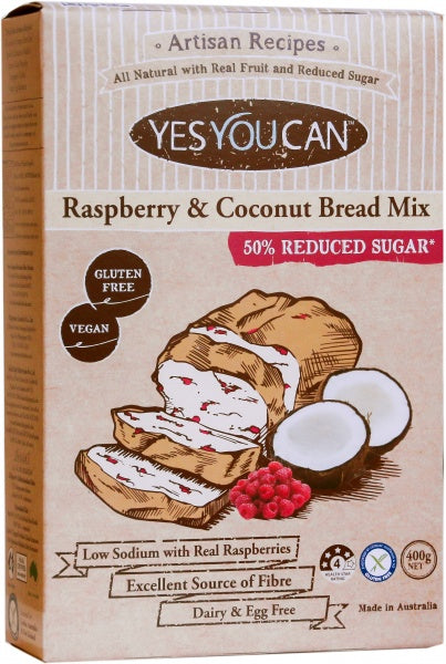 YesYouCan Artisan Raspberry & Coconut Bread Mix G/F 400g