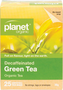 PLANET ORGANIC Herbal Tea Bags  Decaffeinated Green Tea 25