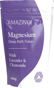 AMAZING OILS Magnesium Sleep Bath Flakes  With Lavender & Chamomile 800g