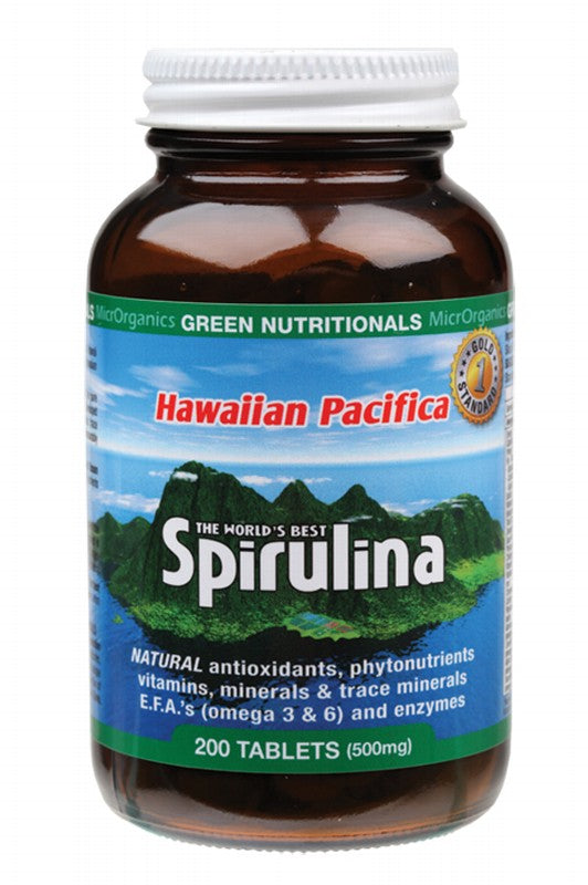 GREEN NUTRITIONALS Hawaiian Pacifica Spirulina  Tablets (500mg) 200