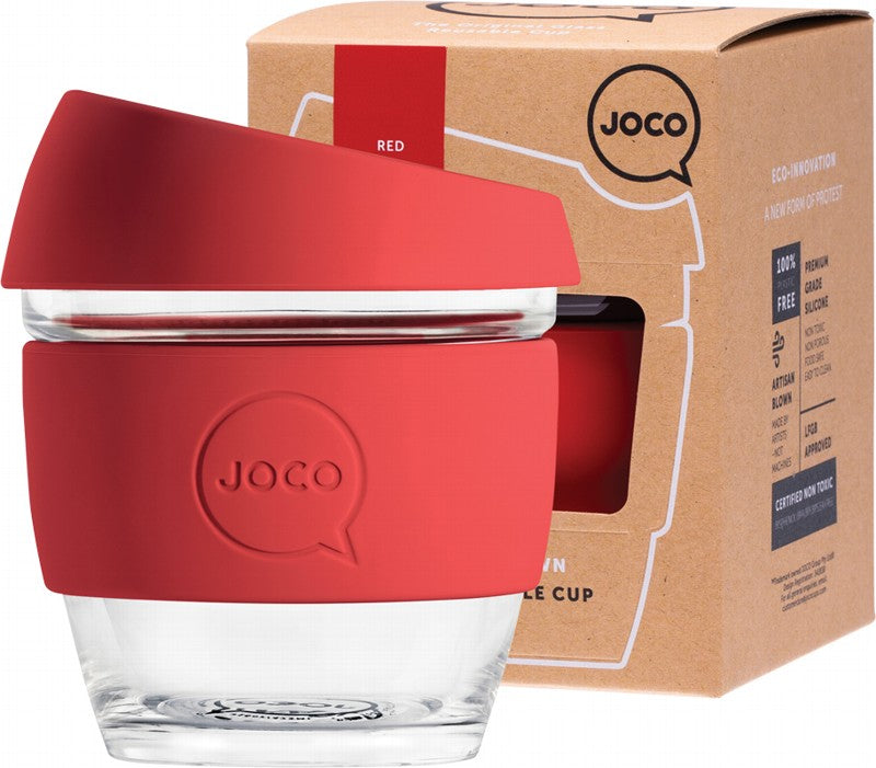 JOCO Reusable Glass Cup  Small 8oz - Red 236ml