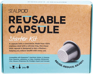 SEALPOD Reusable Coffee Capsule  Starter Kit With 24 Lids 1