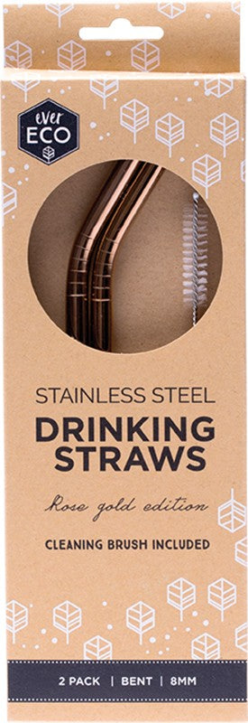 EVER ECO Stainless Steel Straws - Bent  Rose Gold 2