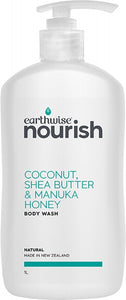 EARTHWISE NOURISH Body Wash  Coconut, Shea Butter & Manuka Honey 1L