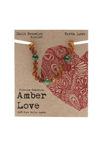 AMBER LOVE Children's Bracelet/Anklet  100% Baltic Amber - Earth Love 14cm