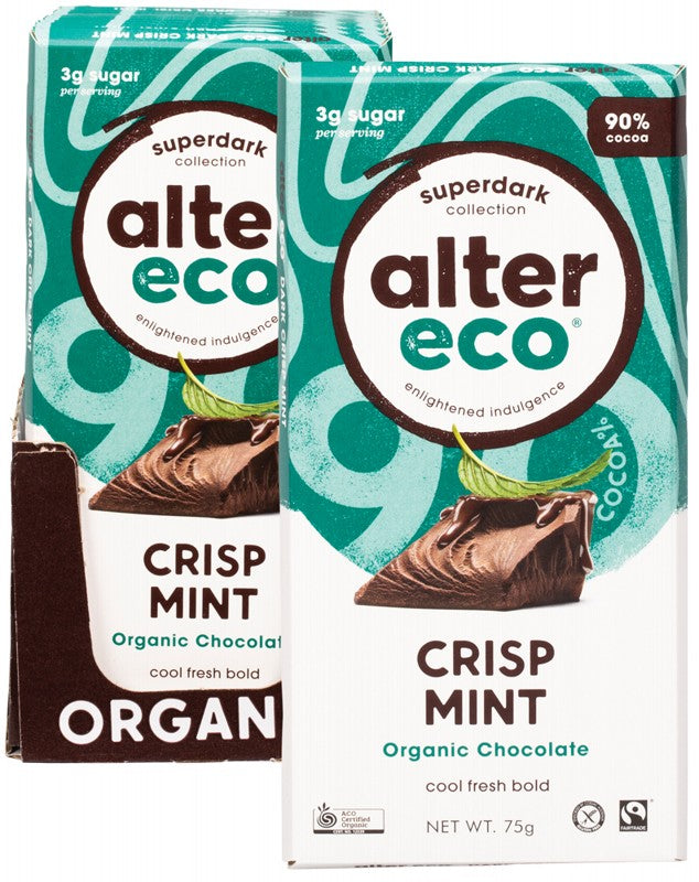 ALTER ECO Chocolate (Organic)  Dark Crisp Mint 12x75g