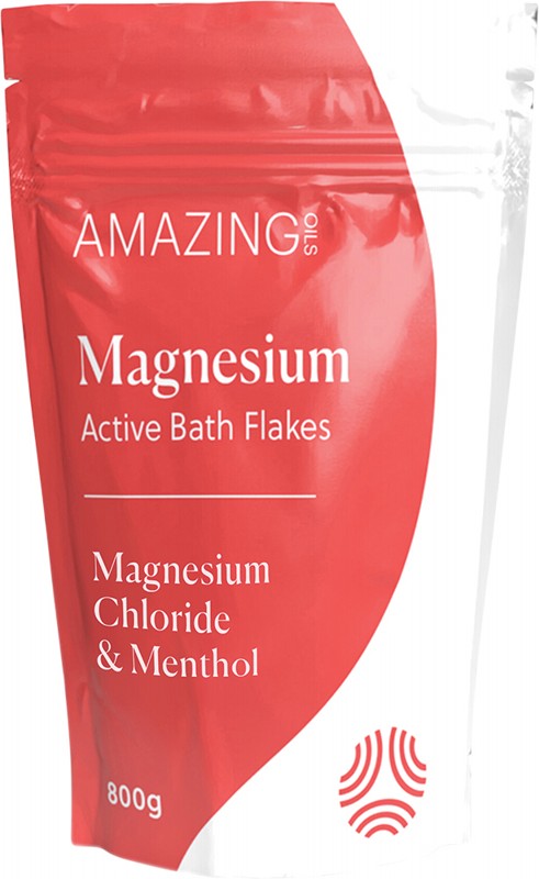 AMAZING OILS Magnesium Active Bath Flakes  Magnesium Chloride & Menthol 800g