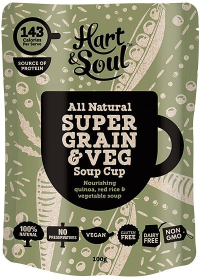 Hart & Soul All Natural Super Grain & Vegetable Soup Cup Sachet G/F Vegan 100g