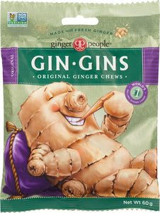 THE GINGER PEOPLE Gin Gins Ginger Candy Bag  Chewy - Original 60g