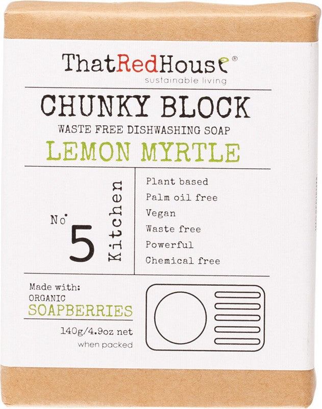 THAT RED HOUSE Chunky Block Dishwashing Soap  Lemon Myrtle 140g