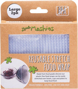 LITTLE MASHIES Reusable Stretch Silicone Food Wrap  Pack Of 2 - Large (25cm X 25cm) 2