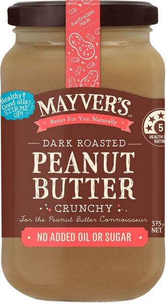Mayvers Dark Roasted Peanut Butter Crunchy 375g