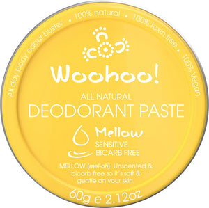 WOOHOO BODY Deodorant Paste (Tin)  Mellow - Sensitive (Bicarb Free) 60g