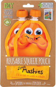 LITTLE MASHIES Reusable Squeeze Pouch  Pack Of 2 - Orange 2x130ml