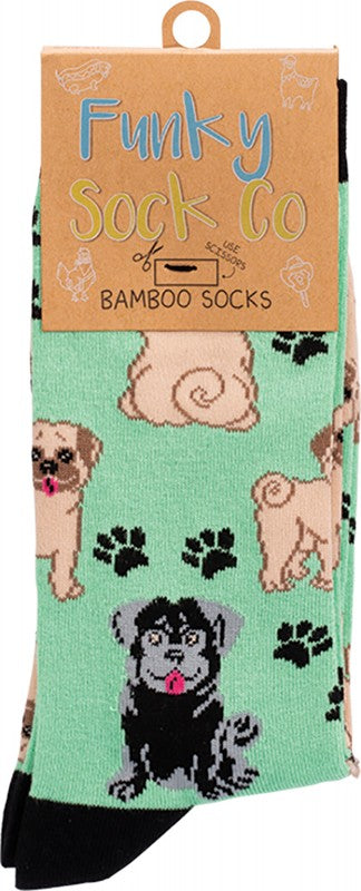 FUNKY SOCK CO Bamboo Socks  Mischievous Pugs 1