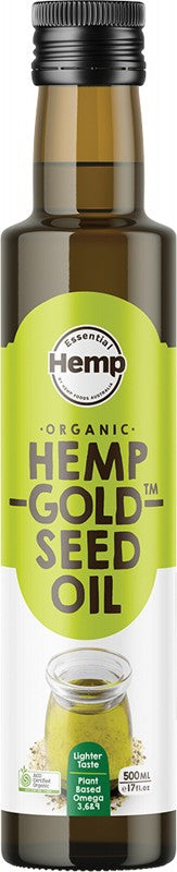 ESSENTIAL HEMP Organic Hemp Gold Seed Oil  Contains Omega 3, 6 & 9 500ml