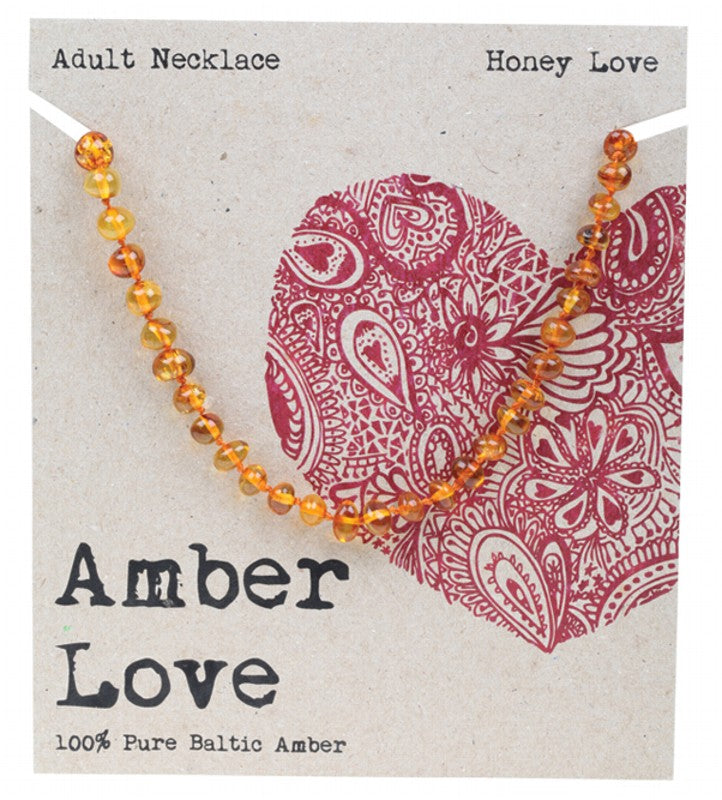AMBER LOVE Adult's Necklace  100% Baltic Amber - Honey Love 46cm